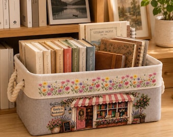 Personalized Book Storage Basket, Custom Book Lover Gift, Reading Corner Organizer, Bookworm Decor, Teacher Gift, Library Basket