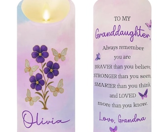 Vela LED personalizada para nieta – Regalo de flor de nacimiento