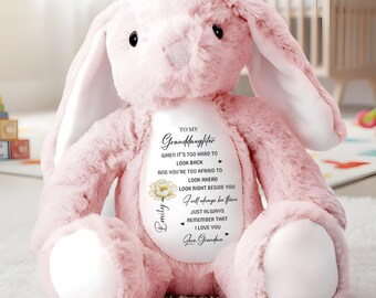 Personalized Stuffed Bunny To My Granddaughter, Custom Plush Soft Toy, Birthday Gift from Grandma, Gift for Kids