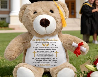 Personalized Graduation Teddy Bear 2026, "A Little Hug From Heaven" Memorial Gift, From Loved One Keepsake