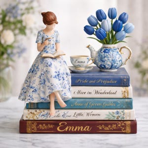 Personalized Toile De Jouy Book Lover Acrylic Plaque With Name, Custom Reading Girl Books Decor Gift For Book Lovers Readers