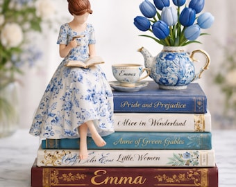 Personalized Toile De Jouy Book Lover Acrylic Plaque With Name, Custom Reading Girl Books Decor Gift For Book Lovers Readers