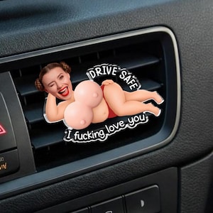 Custom Photo Squishy Acrylic Car Vent Clip, Personalized Keep Your Eyes On The Road Funny Couple Car Accessory Anniversary Gift