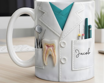 Personalized Dentist Coffee Mug with Name, Custom Dental Mug, Dentist Gift, Dental Office Coffee Cup
