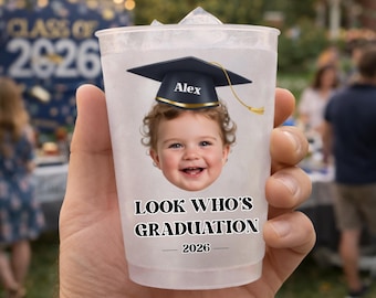 Personalized Childhood Photo Graduation Cup, Custom Frosted Graduation Party Cup, Look Who's Graduated Cup, Class of 2026 Party Favor