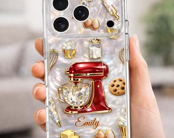 Baking Lover Personalized Phone Case With Name, Bake The World A Better Place Case, Gift For Baker Cupcake