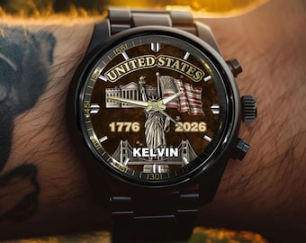Customized U.S. 250th Anniversary Watch, My Pride is United States, Personalized Watch for Men, USA 250 Years Gift, Gift for Dad