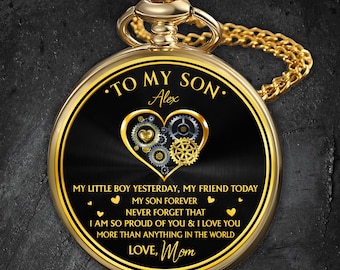So Proud Of You My Son Personalized Pocket Watch, Custom Name Pocket Watch, Birthday Graduation Gift Keepsake