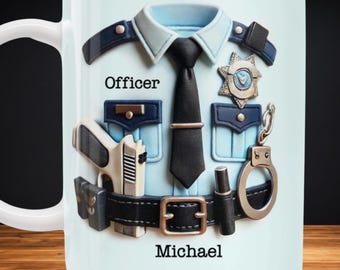 Personalized Police Officer Mug With Name, Custom Police Uniform Coffee Mug, Gift For Police Officer Cop Gif,  Appreciation Gift