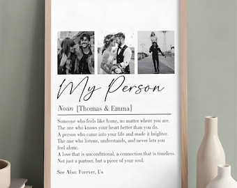 Custom My Person Poster, Personalized PhotoCouple Poster, Photo Collage Valentine Gift for Him/Her, Photo Gift for Him, Gift for Her