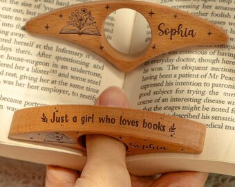 Just One More Page Personalized Book Page Holder With Name, Custom Wooden Thumb Page Holder, Gift For Book Lover