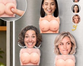 Imán de nevera personalizado con cara divertida, imán de pechos personalizado, regalo para marido, regalo de aniversario, regalo para él.