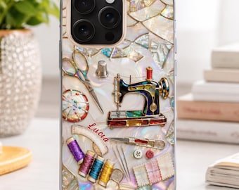 Sewing Machine Personalized Phone Case, Custom Sewing Lover Phone Case, Gift For Seamstress Tailor Quilter
