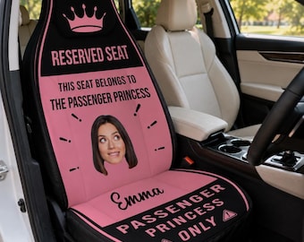 Personalized Car Seat Cover with Photo, Reserved For Princesses Only Custom Seat Protector, Cute Gift for Women, Girls, Car Decor