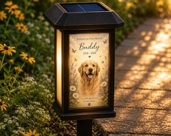 Personalized Pet Memorial Solar Light, Custom Dog & Cat Garden Stake, Sympathy Gift for Pet Loss