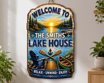 Personalized Family Wood Sign, Relax And Unwind Wall Decor, Custom Family Name Sign, Housewarming Gift, Farmhouse Home Decor