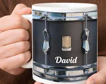 Personalized Drummer Mug, Custom Vintage Drumming Coffee Cup, Drummer Gift