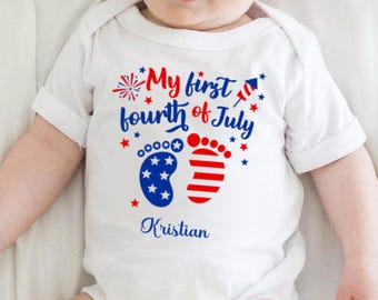 Personalized My First Fourth of July Baby Bodysuit. Custom Baby Name America 250th Outfit, Independence Day Infant Clothes, Gift for Baby