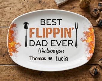 Plato personalizado "El mejor papá del mundo", plato de barbacoa personalizado con los nombres de los niños, regalo divertido para el Día del Padre, regalo para el Día del Padre