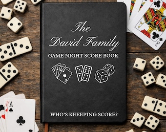 Personalized Game Night Score Book, Custom Family Leather Journal, Board Game Score Keeper Notebook, Fun Family Game Night Gift
