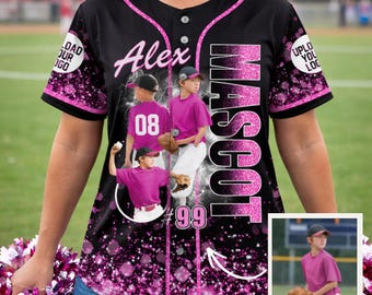 Custom Photo Baseball Jersey Personalized Name Number, Game Day Baseball Shirt, Gift For Mom Sports