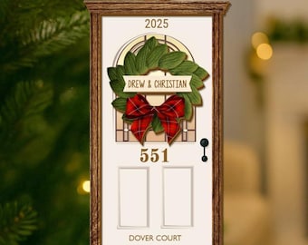 Personalized New Home Ornament: Custom Address Wooden Door Keepsake