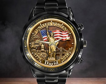 Personalized 250th Anniversary Watch 1776-2026, Custom USA Patriotic Gift, Independence Day Gift
