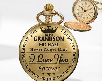 To My Son Personalized Pocket Watch - Custom Gift for Son from Mom Dad with Meaningful Message, Stainless Steel Keepsake for Graduation
