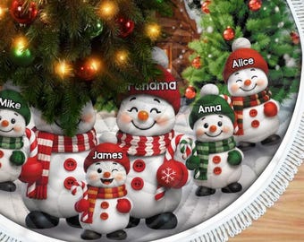 Personalized Snowman Family Christmas Tree Skirt