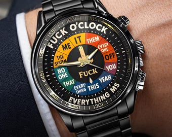 Reloj personalizado "Joder en punto", divertido reloj para hombre con el dedo medio, regalo de broma con nombre personalizado, reloj rompedor de reglas, regalo de San Valentín para hombre