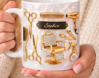 Personalized Hairstylist Mug With Name, Custom Hairdresser Coffee Cup, Gift For Hair Stylist