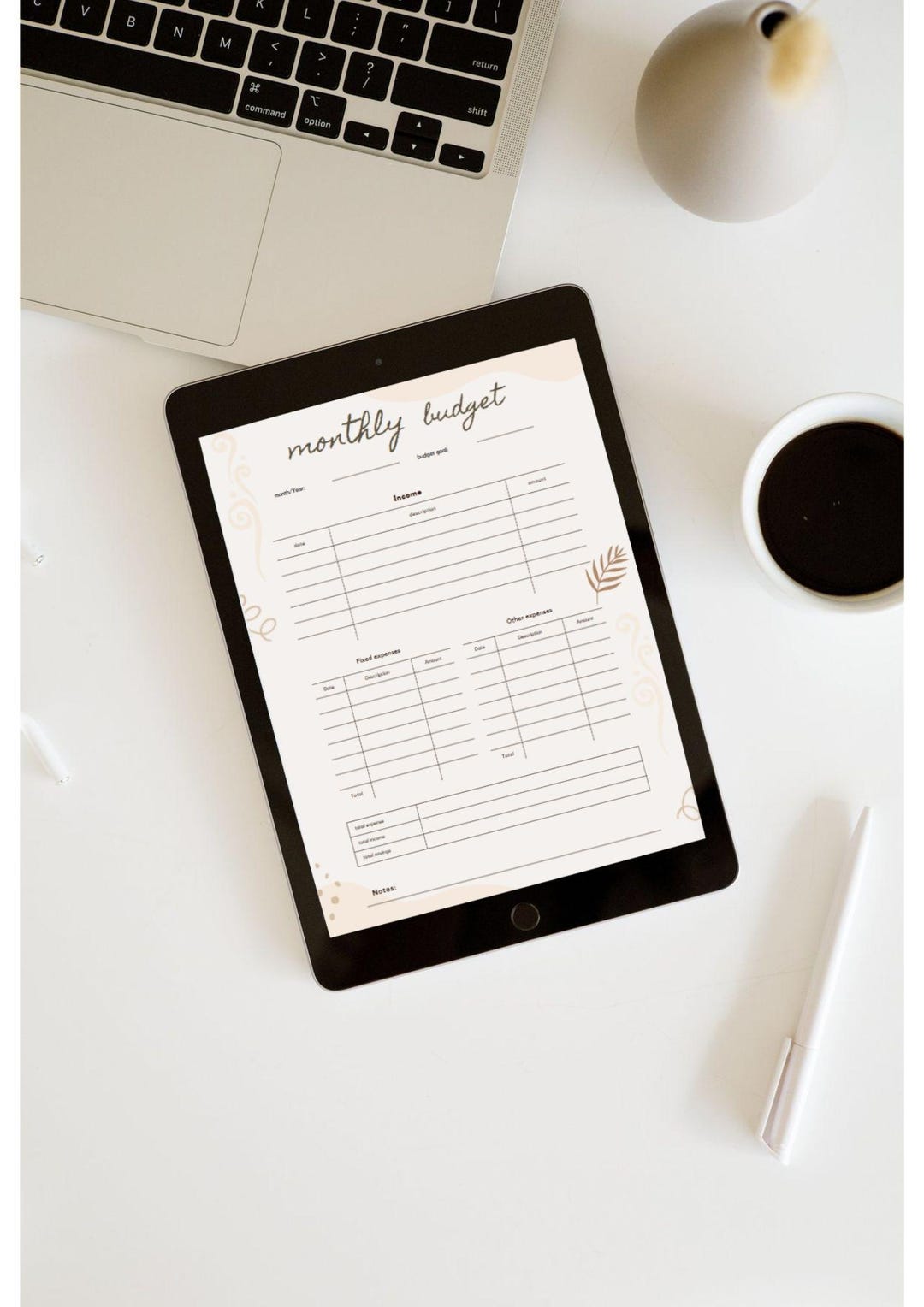 Image showcasing Beige Aesthetic Monthly Budget Planner Printable Digital Budget Tracker ...