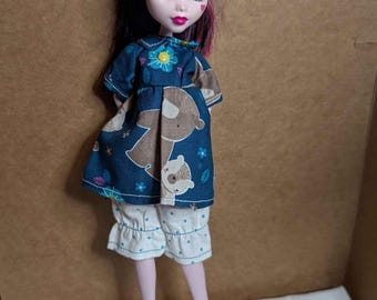 Doll Clothes - Bear Dress and Bloomer Set - fits Monster G1 MH High, and similar sized dolls