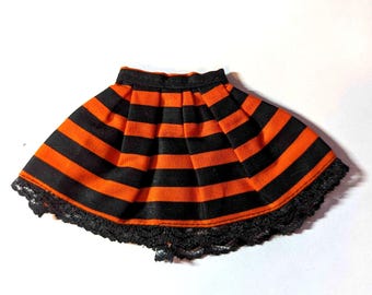 Doll Clothes - orange and black striped skirt, fits Barbie and similar sized dolls