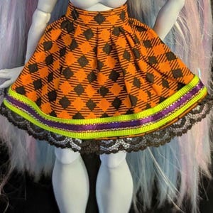 Ready to Ship! Doll Clothes - Monster MH G1 G2 G3 High, Ever After EA High, etc, orange plaid skirt