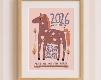 Fire Horse 2026 Poster – Chinese Zodiac Art Print