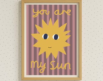 Striped Sun Poster – Playful Nursery Wall Art