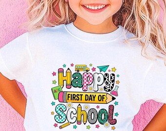 Girls First Day Of School Shirt: Personalized Name, Pencil Bow Tee