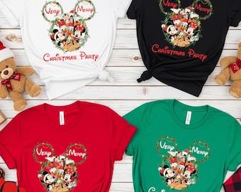 Disney Christmas Party Shirts, Matching Family Christmas Tees, Personalized Holiday Group Shirts, Mickey Minnie Christmas Tops