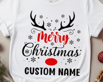 Custom Reindeer Christmas Family Shirts, Personalized Holiday Tees (2026)