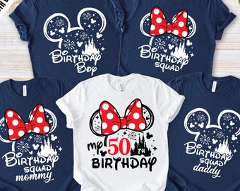 Camisetas personalizadas de Disney Birthday Squad, conjuntos para viajes familiares a juego, camisetas del castillo de Mickey y Minnie, camisetas de cumpleaños con nombre personalizado