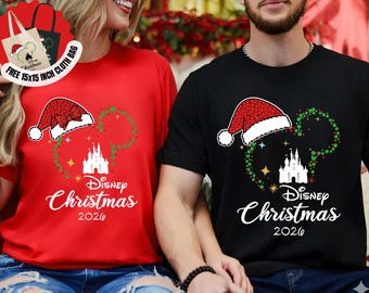 Disney Christmas Squad 2026 Family Matching Castle Fireworks Personalized Name Holiday Vacation Matching Tee for Park Trips
