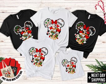 Disney Christmas 2025 Shirts, Mickey Minnie Plaid Snowflake Tee, Matching Family Holiday Trip Outfit, Custom Disney Christmas Shirt