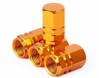 Air Valve Caps 4pcs Gold Style Tire Valve Stem Caps Aluminum Alloy Motorcycles and Bicycles, Dustproof Wheel Nipple Covers New