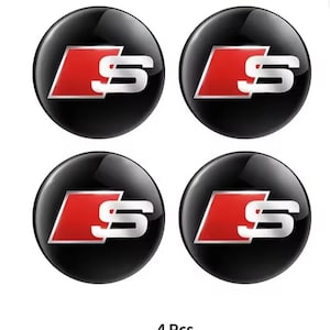 För Audi S-logotyp, multimediaknopp, knappklistermärken, 4 st., interiöruppgradering, passar A1\A8-serien, svart\röd, ny