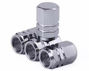 Tappi per valvole dell'aria, 4 pezzi, stile grigio, tappi per valvole pneumatici, lega di alluminio, per motociclette e biciclette, copri-nippli antipolvere, nuovi