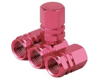 Air Valve Caps 4pcs Pink Style Tire Valve Stem Caps Aluminum Alloy Motorcycles and Bicycles, Dustproof Wheel Nipple Covers New