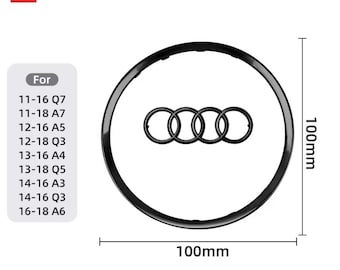 Für Audi Ring Abdeckung Premium Lenkrad Mitte Emblem Aufkleber Abzeichen Dekor Emblem Aufkleber Zubehör Luxus Metallic Auto Aufkleber Schwarz Neu