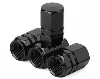 Tappi per valvole dell'aria, 4 pezzi, neri, in lega di alluminio, per motociclette e biciclette, copri-nippli antipolvere, nuovi