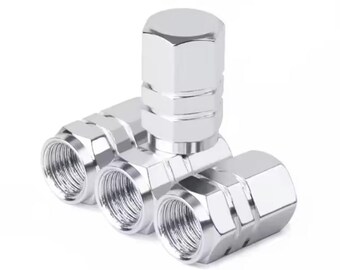 Tappi per valvole dell'aria, 4 pezzi, stile argento, tappi per valvole pneumatici, lega di alluminio, per motociclette e biciclette, copri-nippli antipolvere, nuovi